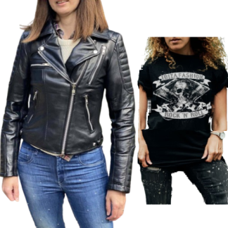 Chaqueta y camiseta rock mujer